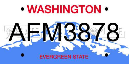 AFM3878 Washington License Plate