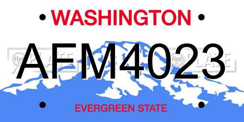 AFM4023 Washington License Plate