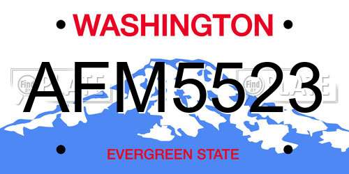 AFM5523 Washington License Plate