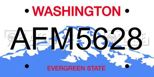 AFM5628 Washington License Plate
