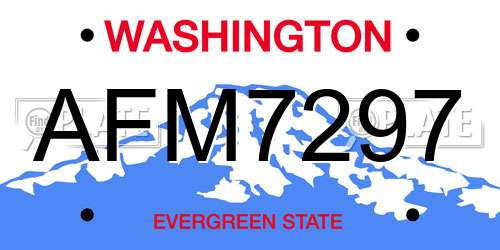 AFM7297 Washington License Plate