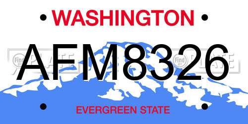 AFM8326 Washington License Plate