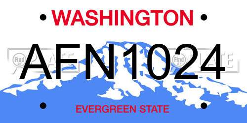 AFN1024 Washington License Plate