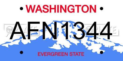 AFN1344 Washington License Plate