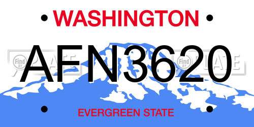 AFN3620 Washington License Plate