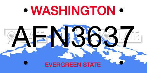 AFN3637 Washington License Plate