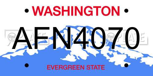AFN4070 Washington License Plate