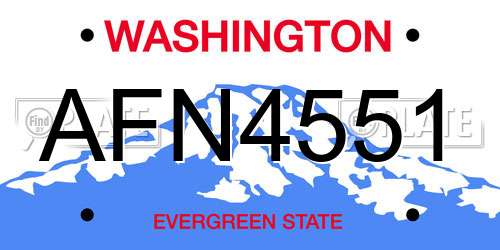 AFN4551 Washington License Plate