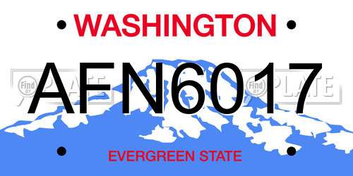 AFN6017 Washington License Plate