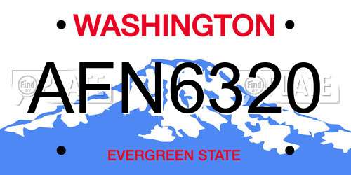 AFN6320 Washington License Plate