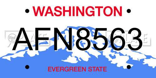 AFN8563 Washington License Plate