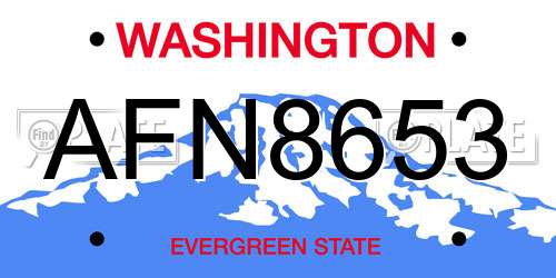AFN8653 Washington License Plate