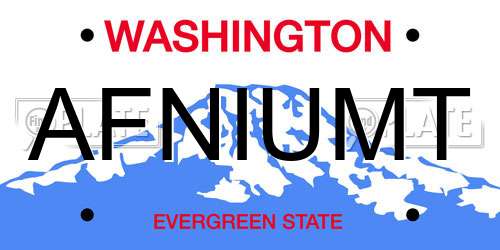 AFNIUMT Washington License Plate