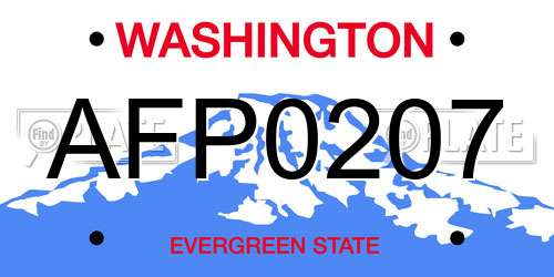 AFP0207 Washington License Plate