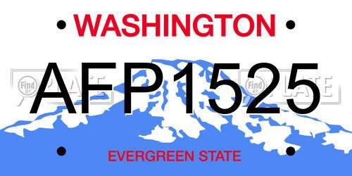 AFP1525 Washington License Plate