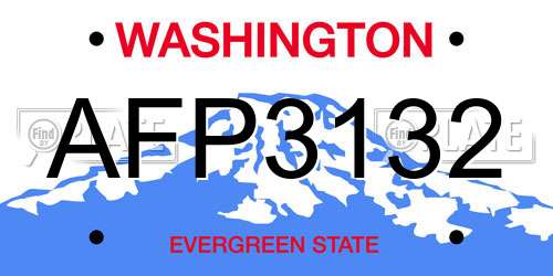 AFP3132 Washington License Plate
