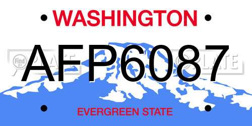 AFP6087 Washington License Plate