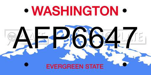 AFP6647 Washington License Plate