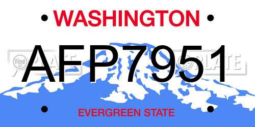 AFP7951 Washington License Plate
