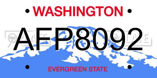AFP8092 Washington License Plate