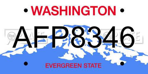 AFP8346 Washington License Plate