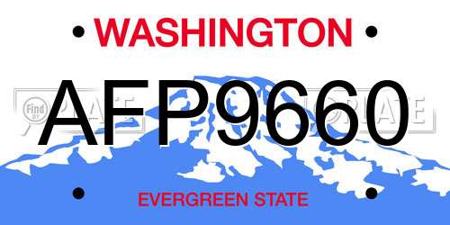AFP9660 Washington License Plate