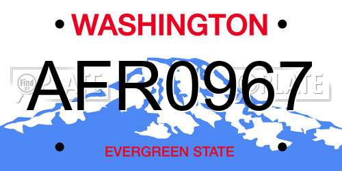 AFR0967 Washington License Plate