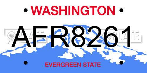 AFR8261 Washington License Plate