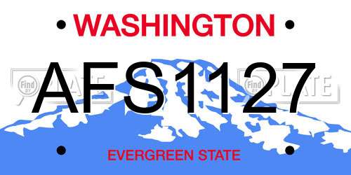 AFS1127 Washington License Plate