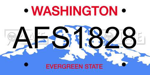 AFS1828 Washington License Plate
