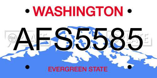 AFS5585 Washington License Plate