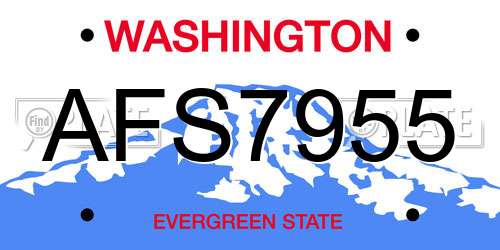 AFS7955 Washington License Plate