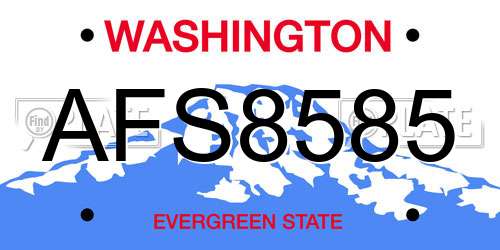 AFS8585 Washington License Plate