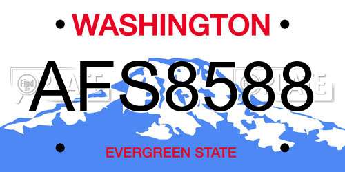 AFS8588 Washington License Plate