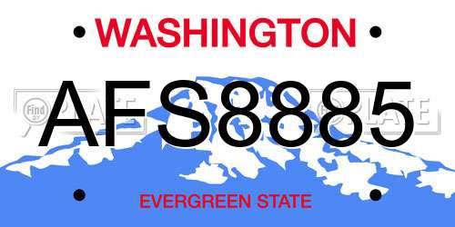 AFS8885 Washington License Plate