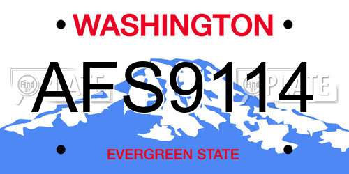 AFS9114 Washington License Plate