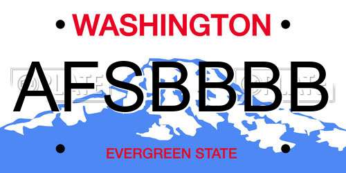 AFSBBBB Washington License Plate