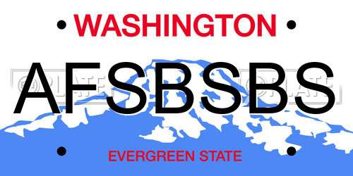 AFSBSBS Washington License Plate