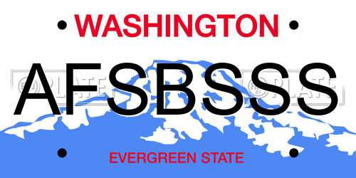 AFSBSSS Washington License Plate