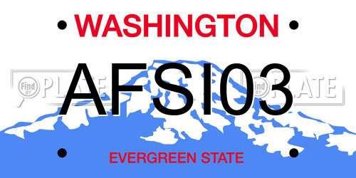 AFSI03 Washington License Plate