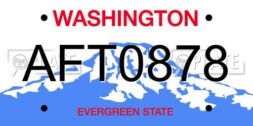 AFT0878 Washington License Plate