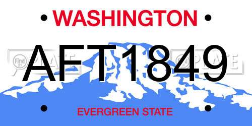 AFT1849 Washington License Plate