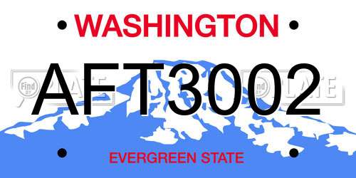 AFT3002 Washington License Plate
