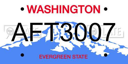 AFT3007 Washington License Plate