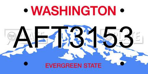 AFT3153 Washington License Plate