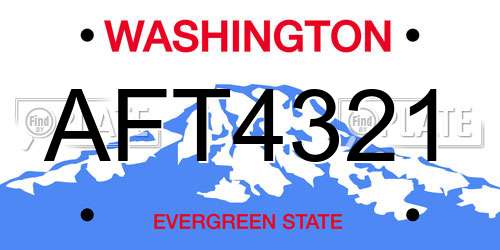 AFT4321 Washington License Plate