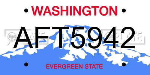 AFT5942 Washington License Plate