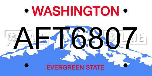AFT6807 Washington License Plate