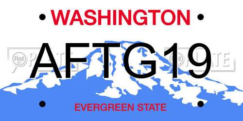 AFTG19 Washington License Plate