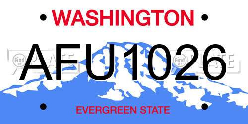 AFU1026 Washington License Plate